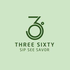 the logo for three sixty sip see savor, which is designed in green and black