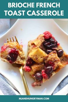 a white plate topped with french toast casserole