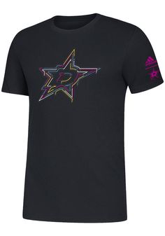 Show off your team pride in this Dallas Stars Black Neon Sign Short Sleeve T Shirt! This Dallas Stars Short Sleeve Tee features a lightweight material with a crew neckline and screen printed team graphics. Make sure everyone knows you root for the Stars with this Black Dallas Stars T Shirt. Go Stars!! Soft hand cotton material, Crew neckline, Ribbed collar, Adidas logo on left sleeve, Screen print of team graphic on front chest, Fit: True to Size, 100% Cotton, Machine Washable, 4 Adidas Graphic T-shirt For Sports Events, Adidas T-shirt With Graphic Print For Sports Events, Adidas Graphic Print T-shirt For Sports Events, Adidas Letter Print Tops For Sports Events, Adidas Tops With Letter Print For Sports Events, Adidas Graphic Print Top For Sports Season, Adidas Tops With Graphic Print For Sports Season, Adidas Crew Neck Top, Temporary Store