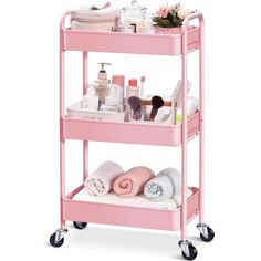 PRICES MAY VARY. For Long-Term Use: The Toolf 3-Tier Metal Rolling Utility Cart boasts a sturdy powder-coated steel frame and shelves that are strong, resilient, and built to last. This heavy-duty cart makes the perfect organizer for baby items, art supplies, toiletries, kitchen supplies, and more. Take it With You: Curved handles on top and four rolling casters make it easy to move around. While the two caster wheels can be locked in place for secure use when it's stationary. Lips around the ed Dorm Bathroom, Organization Cart, Rolling Utility Cart, Mobile Shelving, Rolling Storage Cart, Storage Trolley, Art Cart, Utility Storage, Rolling Storage