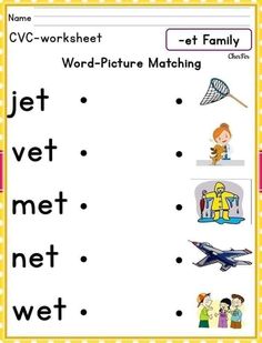 a worksheet with words and pictures for children