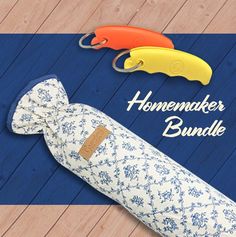 three different colored umbrellas on a blue and white striped background with the words homemader bundle