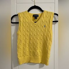 New. But With No Tags. Perfect Condition. Knitted Cotton V-neck Top, Casual Yellow V-neck Sweater, Casual Yellow V-neck Vest, Cotton Cable Knit V-neck Sweater Vest, Yellow Knitted V-neck Top, Casual Yellow Knit Sweater Vest, Yellow Cotton V-neck Sweater, Casual Yellow Cotton Sweater Vest, Yellow Knitted Cotton Top