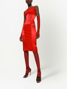 Dolce Gabbana Dress, Satin Midi Dress, Red Midi Dress, Midi Dress Sleeveless, Lingerie Fashion, Dress Red, Harrods, Bodice, The Dress