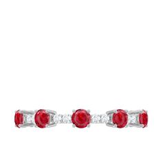 Product Details Surprise your significant other with this beautiful stackable semi-eternity ring. Adorned with Round Shape lab created ruby and Round Shape Diamond, this ring is a unique and stunning gift that can be worn on any occasion. Perfect for the special woman in your life. Product Information SKU SHP-RINGS102023583 Width 2.8 mm Height 3 mm Weight 1.84 gm (Approximate) LAB CREATED RUBY INFORMATION No.of Stones 5 Pieces Total Weight 0.72 Carat (Approximate) Dimension(approx) Round-3X3 mm- Ruby Eternity Band With Prong Setting For Formal Occasions, Formal Ruby Eternity Band With Prong Setting, Elegant Red Stackable Eternity Band, Anniversary Ruby Eternity Band With Round Cut, Red Half Eternity Band As A Gift, Fine Jewelry Ruby Eternity Band Round Cut, Ruby Round Cut Eternity Band, Red Gemstone Eternity Band, Red Round Eternity Band For Formal Occasions