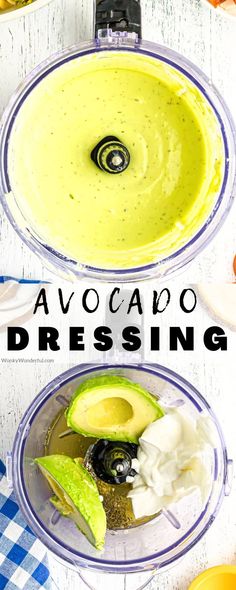 avocado dressing in two bowls on a table