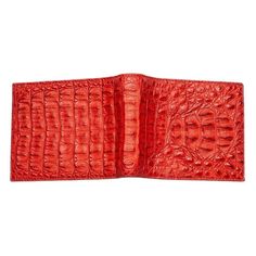 Red Genuine Crocodile Hornback Skin Leather Men's Wallet New   Genuine crocodile hornback skin    Internal layout: 2 ID Slots, 10 Credit Card Slots and 2 Bill Slots    Wallet measures: 4 1/2" x 3 5/8"      Take a step away from the norm and embrace beauty with our Red Genuine Crocodile Hornback Skin Leather Men's Wallet. It uses high-grade materials throughout, including striking crocodile leather which is admired for its unique pattern.       Our skilled craftsmen stitch and cut the leather dow Men's Wallet, Crocodile Leather, Leather Wallet Mens, Wallet Men, Unique Patterns, High Grade, Card Slots, Slots, Credit Card