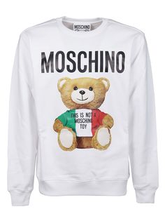 Moschino Sweatshirt, Sweatshirts Online, Bear Print, Shop Sweatshirts, White Sweatshirt, White Shop, Cotton Style, Printed Sweatshirts, Suits You