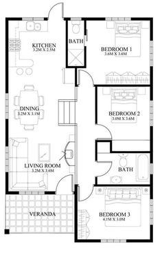 the floor plan for a two bedroom apartment with an attached bathroom and living room area