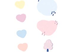 an image of hearts and clouds in pastel colors