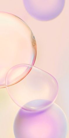 an abstract image of soap bubbles floating in the air on a pink and yellow background