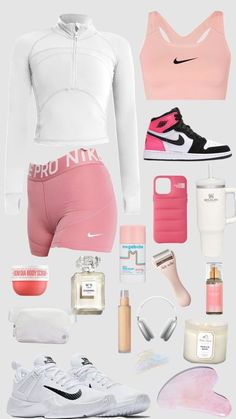 Volleyball Outfit, Gymwear Outfits, Cute Nike Outfits, Cute Workout Outfits, Fitness Wear Outfits, Preppy Summer Outfits, Volleyball Outfits, Casual Preppy Outfits, Gym Outfits