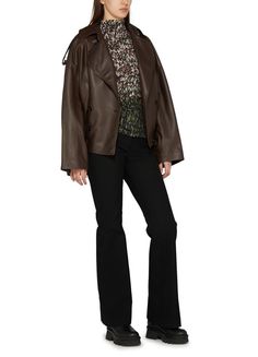 Details and care.Description : bombers, long-sleeved, 3 button, button fastening, front buttoned closure, short, side welt pockets..Material : Nappa leather.Color : dark_chocolate.Size & measurements : The model is 5ft 11in / 1.81m tall and wears a size FR 38. This is an oversized style and designed to be worn loose. Take your usual size.View size guide.Country of manufacture : Italy.Product code : LOE29ER2BRWNA1AA00 Designer Double-breasted Blazer For Fall, Designer Leather Jacket With Notch Lapel For Fall, Designer Fall Blazer With Button Cuffs, Fall Leather Jacket For Office With Long Sleeves, Designer Long Sleeve Outerwear With Button Cuffs, Designer Leather Jacket For Workwear In Fall, Tailored Leather Jacket With Long Sleeves For Winter, Tailored Long Sleeve Leather Jacket For Winter, Designer Leather Jacket For Fall Workwear