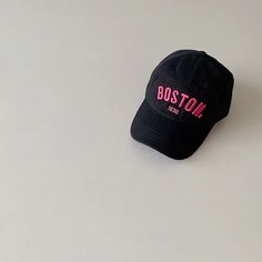 Boston Embroidered Baseball Cap Circumference: 52-54cm Adjustable Pink Hat With Embroidered Logo For Streetwear, Pink Streetwear Hats With Embroidered Logo, Pink Embroidered Logo Hat For Streetwear, Casual College Hat With Letter Patch, Casual Letter Print Hat, Casual Letter Print Hat For College, Casual College Hat With Embroidered Logo, Casual Curved Visor Hat For College, College Letter Print Cap