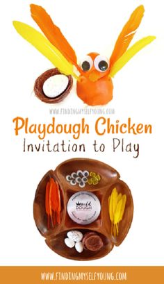 the playdough chicken is an easy and fun activity for toddlers