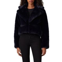 Blue faux-fur (100% Polyester). Jacket. Long sleeves. Hidden front zipper with hook-and-eye closure. Fully lined. Side pockets. 22.5" from shoulder to hemline. Imported. Polyester Jacket, Finders Keepers, Rent The Runway, Jacket Long, Closet Designs, Faux Fur Coat, Rococo, Front Zipper, Fur Coat