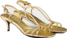 Gold Heels With Gold-tone Hardware, Luxury Gold Low Heel Sandals, Luxury Gold Sandals With Low Heel, Luxury Gold-tone Hardware Sandals For Spring, Gold Formal Sandals With Single Toe Strap, Gold Sandals With Open Heel, Modern Style, Modern Gold Sandals With Open Heel, Modern Gold Sandals With Heel Strap, Gold Sandals With Single Toe Strap For Formal Occasions