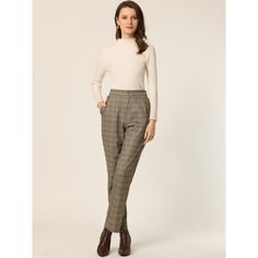 Retro and classic, this pant style with softly plaid fabric and an elastic waist. Plaid Pattern, is stylish and can be paired with blouses, sweaters, jackets, blazers, and overcoats. Perfectly pair with tops and casual shoes for a vintage and fashionable look. A classic plaid motif adds timeless sophistication to long pants with an easy design. Suitable for Casual, Street, Dating, Party, Weekend Gatherings, Holidays, and Daily Wear. Trousers Women Wide Leg, Long Trousers, Straight Trousers, Plaid Pants, Plaid Fashion, Plaid Fabric, Womens Clothing Sizes, Tartan Plaid, Womens Plaid