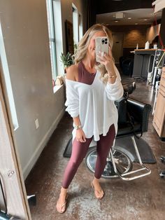 Owen Thermal Knit Top curated on LTK Comfy Cozy Winter Outfits, Boyfriends House Outfit, Cute And Comfy Outfits For Winter, Cute Comfy Fall Outfits, Chic Mom Outfits, Classy Mom, Off The Shoulder Top Outfit, Wfh Outfits