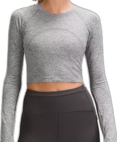 Lululemon Long Sleeve Breathable Top, Lululemon Fitted Tops For Athletic Use, Fitted Lululemon Tops For Light Exercise, Versatile Solid Color Lululemon Tops, Versatile Lululemon Tops, Lululemon Stretch Tops For Light Exercise, Black Moisture-wicking Top By Lululemon, Lululemon Fitted Top With Light Support, Lululemon Athleisure Top With Light Support