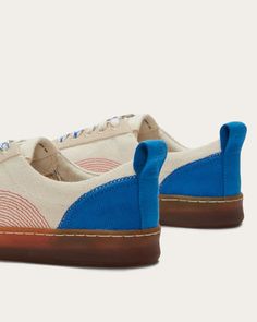 The Tread-Bare Sneaker Canvas / Lapis Blue / Classic Red – Everlane Sporty Everyday Sneakers For Summer, Cotton Sneakers With Rubber Sole For Sports, Cotton Sneakers With Textured Sole And Round Toe, Cotton Sneakers With Textured Sole, Comfortable Cotton Sneakers For Sports, Casual Sneakers With Gum Sole And Recycled Rubber, Sporty Cotton Canvas Shoes With Contrast Sole, Sporty Sneakers With Gum Sole For Summer, Sporty Summer Sneakers With Gum Sole