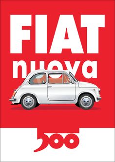 a white car with a red background and the words fiat nieva written below it