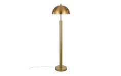 a gold floor lamp with a white background