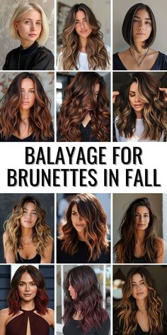 Achieve a stunning look with Balayage for Brunettes in Fall. This hair color trend combines auburn, caramel, and caramel chocolate brown tones to enhance your dark hair. The addition of light blonde and red highlights provides a beautiful contrast, making your hair look vibrant and ready for the season. Fall Balayage Hair Colors, Best Balayage For Brunettes, Types Of Balayage Brunette, Fall Hair For Dark Skin, Dark Brown Fall Hair Balayage, Fall Bayalage For Brunettes, Light Brown Burgundy Hair Color, Brown Hair With Amber Balayage, Medium Brown Hair Red Highlights