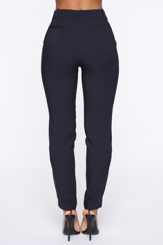 Available In Black, Charcoal Grey, Khaki, Navy, Brown, Burgundy, Charcoal, Green, Olive, White, And Pink Mid Rise Woven Stretch Skinny 90% Polyester 10% Spandex | Love At First Sight Pants in Navy Blue size Small by Fashion Nova Stretch Elastane Trousers, Stretch Mid-rise Elastane Pants, Mid-rise Elastane Pants With Elastic Waistband, Elastane Tapered Leg Pull-on Dress Pants, Stretch Mid-rise Elastane Dress Pants, Fitted Elastane Pants With Pull-on Style, Fitted Elastane Pull-on Pants, Fitted Pull-on Elastane Pants, Fitted Tapered Leg Yoga Pants