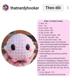 a pink crocheted stuffed animal with black eyes on it's face and the text, that reads, they do