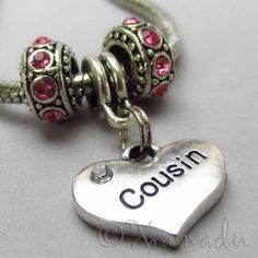 Cousin European Charm Pendant Heart N Birthstone Beads For Large Hole Bracelets Cousin Gifts, Beads Charm, Pendant Heart, Pandora Style, Sister In Law, Sell Handmade, Charm Bracelets, Charm Jewelry, Fashion Bracelets