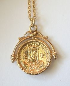 Gold medallion, Religious pendant, Christian Orthodox gold coin necklace, Gold coin pendant, Bohemian jewelry, Disc pendant, Greek Byzantine coin pendant, Vermeil Coin charm round is about 12mm Vermeil ball chain measures 45 cm You can chooce between ball chain(satellite) or simple chain from the drop down menu If you want Figaro chain just sent me a note and we make together a unique custom order just for you This beautiful byzantine coin charm has two sides, featuring Saint Konstantinos in one Byzantine Style Medallion Coin Necklace, Yellow Gold Byzantine Medallion Coin Necklace, Byzantine Medallion Coin Necklace In Yellow Gold, Byzantine Yellow Gold Medallion Coin Necklace, Byzantine Style Yellow Gold Medallion Coin Necklace, Byzantine Coin Necklace As A Gift, Byzantine Style Coin Necklace As A Gift, Ancient Gold Coin Necklace, Gold Byzantine Medallion Necklace