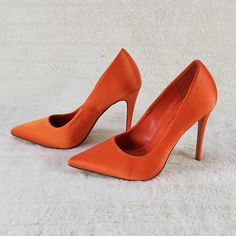 Formal Fitted Orange Heels, Orange High Heels, Pantone Red, Wedding Orange, Orange Heels, Orange Satin, Orange Shoes, You Are Important, Red Heels