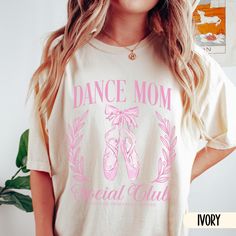 Discover our dance mom social club T-shirt. This unique design is the ideal trendy shirt for moms and makes the perfect dance mommy gift. Made to order, it ensures quality and exclusivity. Add it to your cart and enjoy your new comfort colors tshirt for mom today! ABOUT THE T-SHIRT * Comfort Colors Garment-Dyed Heavyweight T-Shirt * 100% ring spun cotton * Design is printed using DTG technology which uses high-quality water-based inks that are printed directly into the fabric. This means that th Casual Tops With Name Print For Dance Class, Pink Letter Print T-shirt For Dance Class, Pink Casual T-shirt For Dance Class, Cotton T-shirt With Letter Print For Dance, Pink Crew Neck T-shirt For Dance, Pink Cotton Tops For Dance, Pink Cotton Top For Dance, Cotton Relaxed Fit T-shirt For Dance, Relaxed Fit Cotton T-shirt For Dance