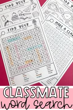 two printable word search worksheets with the words, find your name and make it