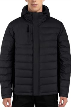 Lesmart Men's Lightweight Warm Puffer Jacket Urban Weatherproof Down Puffer Jacket, Techwear Down Puffer Jacket For Cold Weather, Urban Windproof Down Puffer Jacket, Urban Down Puffer Jacket Windproof, Black Nylon Outdoor Puffer Jacket, Black Nylon Puffer Jacket For Outdoor, Urban Style Windproof Down Puffer Jacket, Black Down Puffer Jacket For Hiking, Black Recycled Polyester Winter Outerwear