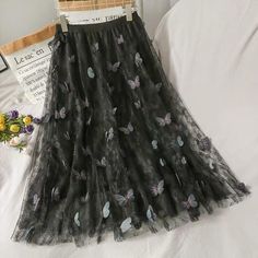 Material:tulle Features: Color:black,blue,pink,gray Size(cm):Free Length: 84CM,Waist : 62-76CM Note:Due to different measurement methods,there will be 1-3 error(unite:cm), please understand. Butterfly Patchwork, Gauze Skirt, Pink Midi Skirt, Gauze Skirts, Tulle Midi Skirt, Pleated Long Skirt, High Waist Skirt, Mesh Skirt, Mid Length Skirts