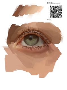 an image of a person's eye with a qr code in the background