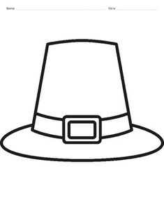 a black and white image of a pilgrim hat