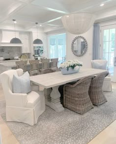 a large dining room table with chairs around it