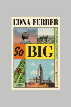 the cover of so big by edna ferber, with pictures of buildings and people