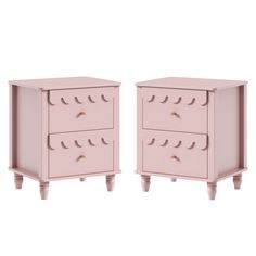 two pink nightstands side by side against a white background