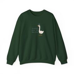 Celebrate the quirkiness with our "Goose Day to You Sir" Crewneck Sweatshirt! This unique and playful sweatshirt features a delightful illustration of a goose, adding a touch of whimsy to your wardrobe. The premium-quality fabric ensures both comfort and style, making it a standout choice for your casual wear. Meticulously designed, this sweatshirt stands out with its humorous charm, making it a conversation starter wherever you go. Whether you're spreading laughs or just enjoying a cozy day, th Indian Streetwear, Clothes Pakistani, Girl Shirts, Desi Clothes, English Setter, Dog Sweatshirt, How To Clean Iron, Power Of Positivity, Desi Girl