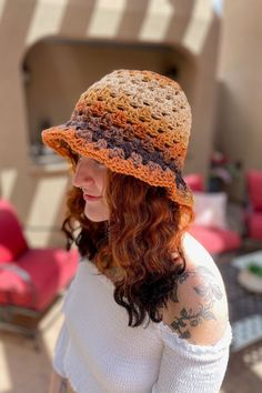 This adorable handmade crochet bucket hat will bring a fresh pop of color to your outfit. Perfect gift for yourself or your bestie. Great to wear every day or to the beach, festivals or vacation. Fun colors for year-round wear. Yarn is stretchy and this hat should fit most teen and adult heads. Made with acrylic yarn. Made with love in a pet and smoke free home. Gentle machine or handwash and dry flat. Knotting Hook Crochet pattern One Size Yarn Bucket Hat For Festivals, Bohemian One-size Yarn Bucket Hat, Granny Stitch Hat, Festival Crochet Bucket Hat, Multicolor Handmade Crochet Bucket Hat, Handmade Crochet Bucket Hat, One Size, Festival Crochet, Bucket Hat Crochet, Crochet Granny Stitch