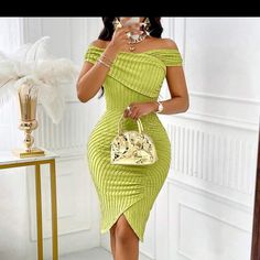 Brand New From Shein Size Large Elegant Green Bodycon Dress For Day Out, Knee-length Green Bodycon Dress For Day Out, Casual Spring Evening Bodycon Dress, Casual Evening Bodycon Dress For Spring, Green Dress For Women, Dress For Women, Woman Colour, Green Dress, Womens Sizes