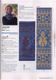 an article in the knitting book, with pictures of different patterns and colors on it