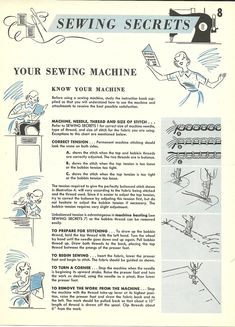 an instruction manual for sewing with instructions on how to use the machine