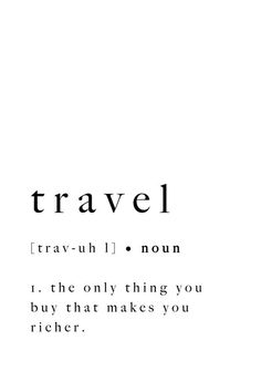 the words travel are written in black and white