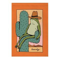 a sticker with a cactus wearing a cowboy hat on it's head and arms crossed