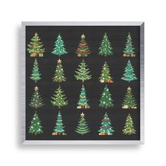 a cross stitch christmas tree pattern on a black background